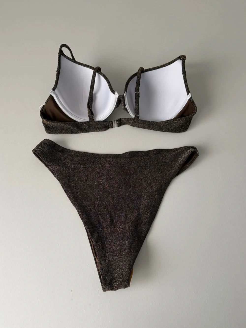 NWT Miss Lola Brown Glitter Bikini